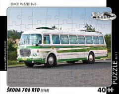 RETRO-AUTA© Puzzle BUS 01 - ŠKODA 706 RTO (1968) 40 dílků