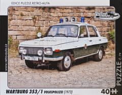 RETRO-AUTA© Puzzle č. 79 - WARTBURG 353/1 Volkspolizei (1973) 40 dílků