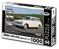 RETRO-AUTA© Puzzle č. 80 - ŠKODA 1202 STW Sanitní Vůz (1961) 1000 dílků