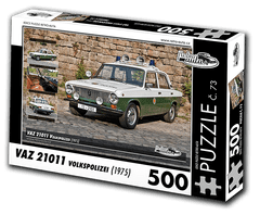 RETRO-AUTA© Puzzle č. 73 - VAZ 21011 Volkspolizei (1975) 500 dílků