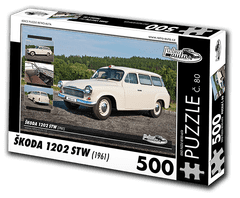 RETRO-AUTA© Puzzle č. 80 - ŠKODA 1202 STW Sanitní Vůz (1961) 500 dílků