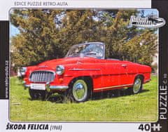 RETRO-AUTA© Puzzle č. 10 - ŠKODA FELICIA (1960) 40 dílků