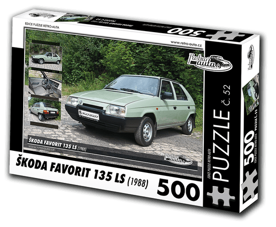 RETRO-AUTA© Puzzle č. 52 - ŠKODA FAVORIT 135 LS (1988) 500 dílků