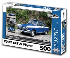 RETRO-AUTA© Puzzle č. 51 - VOLHA GAZ 21 VB (1966) 500 dílků