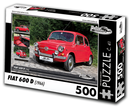 RETRO-AUTA© Puzzle č. 41 - FIAT 600 D (1966) 500 dílků