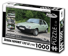 RETRO-AUTA© Puzzle č. 52 - ŠKODA FAVORIT 135 LS (1988) 1000 dílků