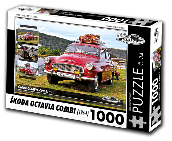 RETRO-AUTA© Puzzle č. 34 - ŠKODA OCTAVIA COMBI (1964) 1000 dílků