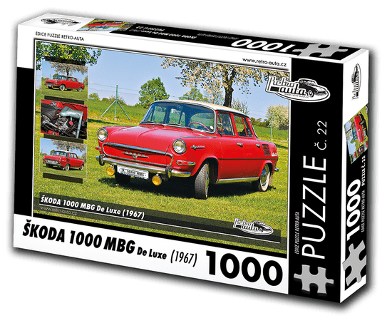 RETRO-AUTA© Puzzle č. 22 - ŠKODA 1000 MBG De Luxe (1967) 1000 dílků