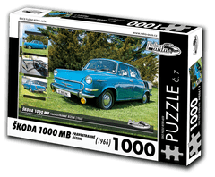 RETRO-AUTA© Puzzle č. 07 - ŠKODA 1000 MB (1966) pravostranné řízení 1000 dílků