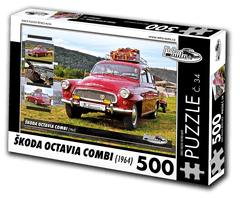 RETRO-AUTA© Puzzle č. 34 - ŠKODA OCTAVIA COMBI (1964) 500 dílků