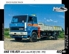 RETRO-AUTA© Puzzle TRUCK 02 - Liaz 110.031 valník s rukou HR 3001 (1985 - 1993) 40 dílků