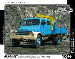 RETRO-AUTA© Puzzle TRUCK 12 - Praga S5T dvojkabina s hydraulickou rukou (1957-1972) 40 dílků