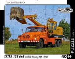 RETRO-AUTA© Puzzle TRUCK 11 - Tatra 138 6x6 autobagr D-032a (1959 - 1972) 40 dílků