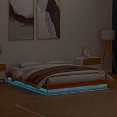shumee Rám postele s LED voskově hnědý 160 x 200 cm masivní borovice