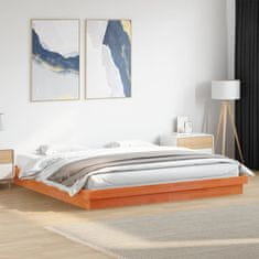 shumee Rám postele s LED voskově hnědý 200 x 200 cm masivní borovice
