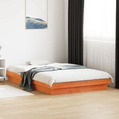 shumee Rám postele s LED voskově hnědý 140 x 200 cm masivní borovice