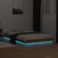 shumee Rám postele s LED voskově hnědý 120 x 200 cm masivní borovice