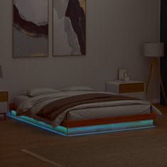 shumee Rám postele s LED voskově hnědý 150 x 200 cm masivní borovice