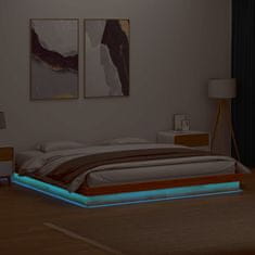 shumee Rám postele s LED voskově hnědý 200 x 200 cm masivní borovice
