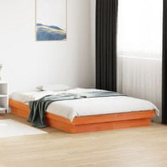 shumee Rám postele s LED voskově hnědý 135 x 190 cm masivní borovice