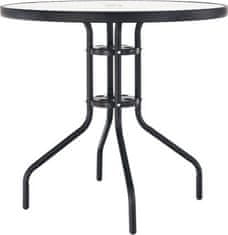 KONDELA Jídelní stůl vhodný, černá ocel / temperované sklo, BORGEN TYP 2