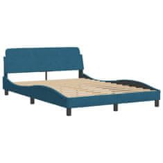 shumee Rám postele s čelem modrý 140 x 190 cm samet