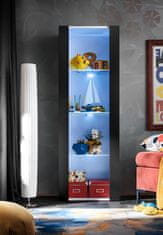 komodee COPY COPY Komodee, skříňka Tivoli, Černý/Bílá, šířka 55 cm x výška 159 cm x hloubka 35 cm, volitelné LED diody, 3 police, do obývacího pokoje, ložnice, předsíně, s osvětlením