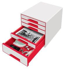 Leitz Zásuvkový box "Wow Cube", bílá/červená, 5 zásuvek, 52142026