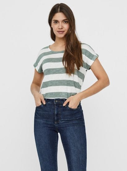 Vero Moda Zeleno-bílé pruhované tričko VERO MODA Wide Stripe