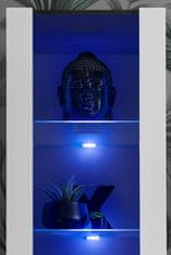 komodee Komodee, skříňka Tivoli, Bílá/Černý, šířka 55 cm x výška 159 cm x hloubka 35 cm, volitelné LED diody, 3 police, do obývacího pokoje, ložnice, předsíně, s osvětlením