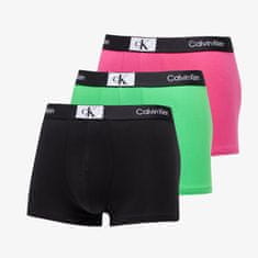 Calvin Klein Boxerky 96 Cottontretch Trunk 3-Pack Island Green/ Black/ Fuschia Rose L Různobarevný