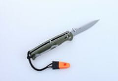 Ganzo Knife G7412-GR-WS kapesní outdoorový nůž 8,9 cm, Stonewash, zelená, G10, píšťalka