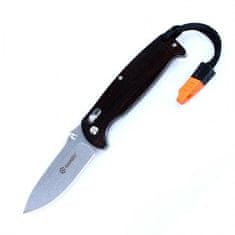 Ganzo Knife G7412-WD2-WS kapesní outdoorový nůž 8,9 cm, Stonewash, dřevo, píšťalka