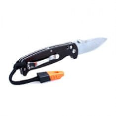 Ganzo Knife G7412-WD2-WS kapesní outdoorový nůž 8,9 cm, Stonewash, dřevo, píšťalka