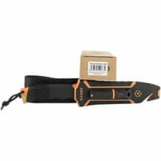 Ganzo Knife G8012V2-OR nůž do přírody 11,3 cm, černo-oranžová, ABS, guma, plastové pouzdro, křesadlo