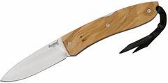 LionSteel 8800 UL Opera kapesní nůž 7,5 cm, olivové dřevo, kožené pouzdro