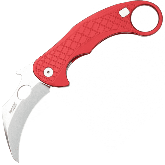 LionSteel LE1 A RS LEOne Red kapesní nůž - karambit 8,2 cm, Stonewash, červená, hliník