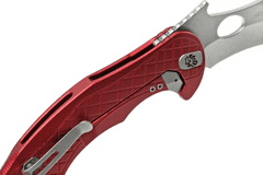 LionSteel LE1 A RS LEOne Red kapesní nůž - karambit 8,2 cm, Stonewash, červená, hliník