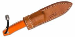 LionSteel M1 GOR Fixed nůž m390 blade Orange G rukojeť, kožený sheath, Ti Pearl