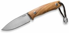 LionSteel M1 UL outdoorový nůž 7,4 cm, olivové dřevo, kožené pouzdro