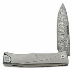 LionSteel TL D GY Thrill Damašek kapesní nůž 8 cm, damašek, šedá, titan, spona