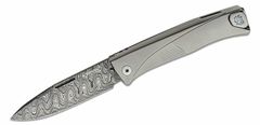 LionSteel TL D GY Thrill Damašek kapesní nůž 8 cm, damašek, šedá, titan, spona