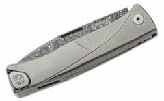 LionSteel TL D GY Thrill Damašek kapesní nůž 8 cm, damašek, šedá, titan, spona