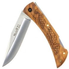 Muela BT-9OL.M 85mm lock back blade, olive wood and black micarta bolsters