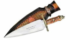 Muela COVARSI-C.TH lovecký nůž 24 cm, kořenové dřevo, mosaz, hlava divočáka, kožené pouzdro, LE