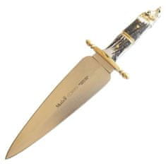 Muela COV-C 245mm blade, stag jelení váhy, brass divoké boar hlavy čepice a stráž kůže a brass ferr