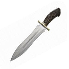 Muela PODENQUERO-GJ lovecký nůž - dýka 26 cm, jelení paroh, lovecký motiv, kožené pouzdro