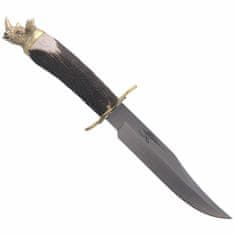 Muela RHINO-16BF lovecký nůž 16 cm, jelení paroh, mosaz - nosorožec, kožené pouzdro