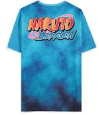 CurePink Pánské tričko Naruto Shippuden: Logo a Postavy (M) modrá bavlna