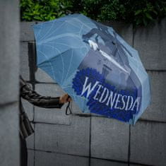 CurePink Skládací deštník Netflix|Wednesday: Wednesday s violoncellem (průměr 121 cm)